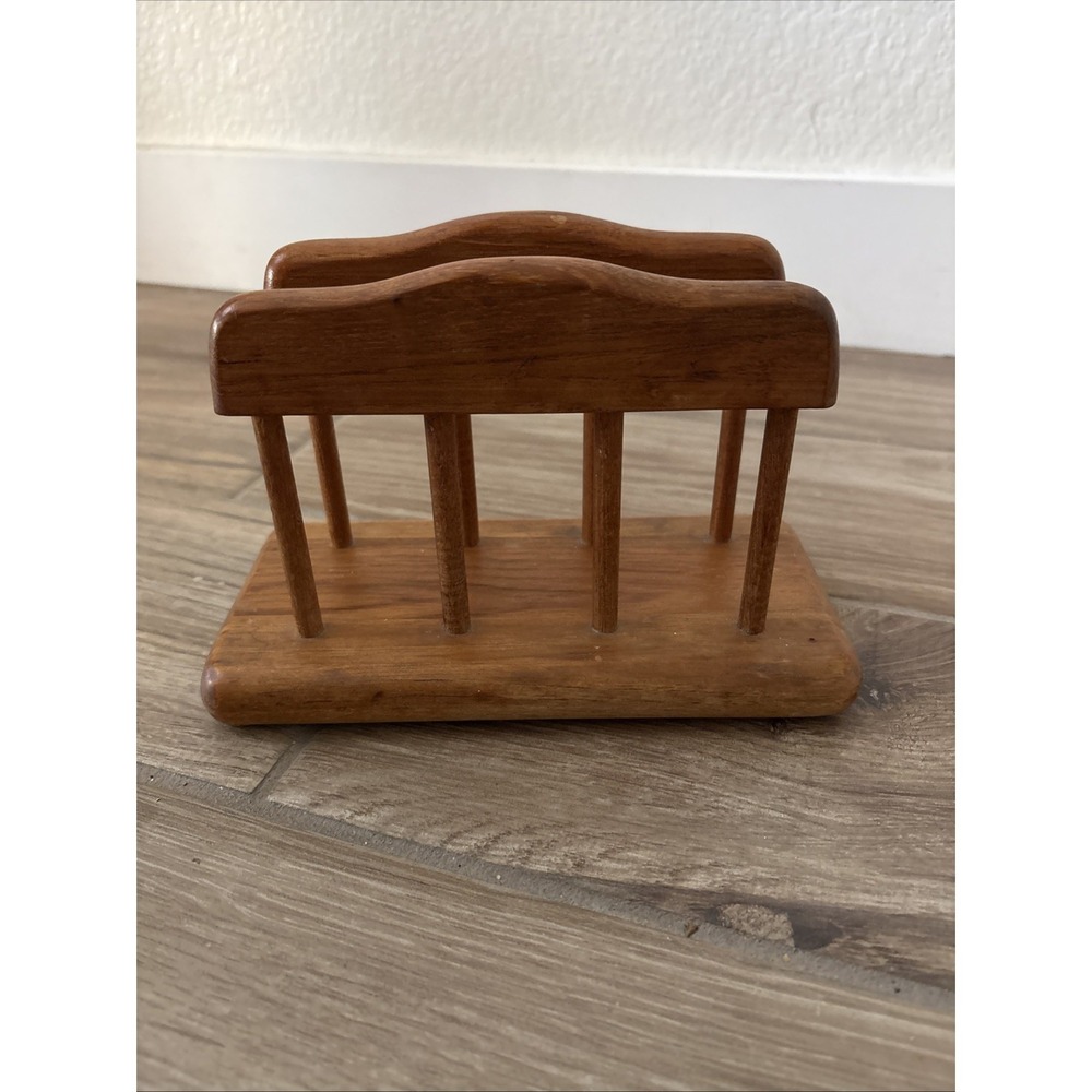 VTG Goodwood Teak Wood Napkin Holder Letter Memo MCM Boho Decor Thailand